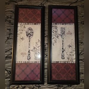 Framed Pair Vintage-look Kitchen Silverware Art Panels